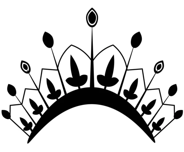 Коронная Икона Трехмерном Плоском Стиле Власть Монархии Королевские Символы Монохромные — стоковый вектор