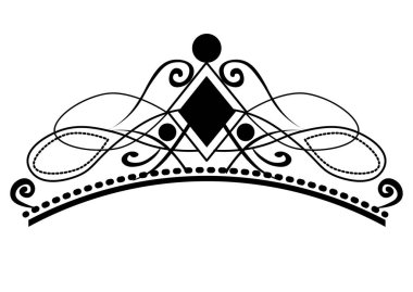 Wight arka plan üzerinde siyah Prenses diadem. Taç. Vektör çizim. 