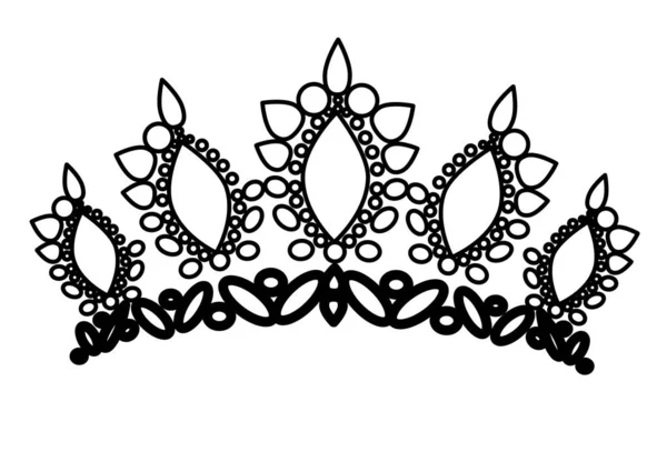 Abbildung Feminine Hochzeitsdiademkrone Schwarz — Stockvektor