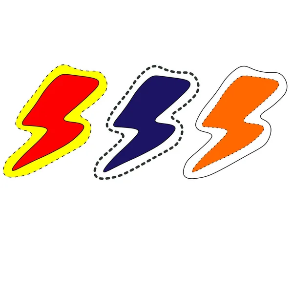 Cartoon Lightning Bolt Hand Drawn Icons Illustrations — Stock Vector