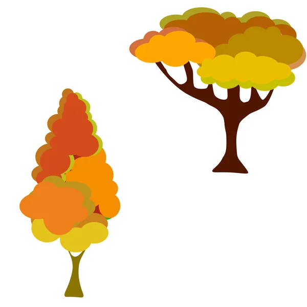 Herbstbaum Mit Fallenden Blättern Auf Weißem Hintergrund Elegantes Design Mit — Stockvektor