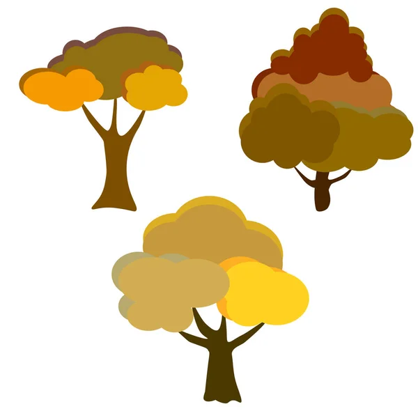 秋の木のベクトルセット — ストックベクタ