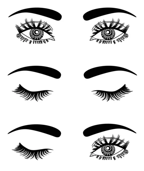 用女人的眼睛 睫毛和眉毛来说明 化妆你看 纹身设计 眉杠或鞭子沙龙的标志 — 图库矢量图片