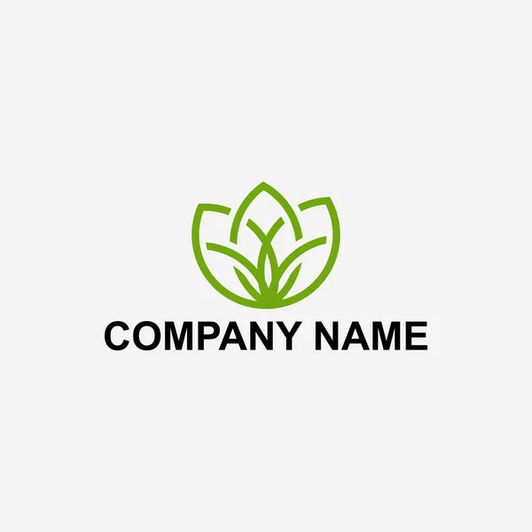 Leaves Logo Design Mono Line Style — Stock Vector