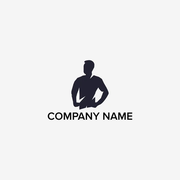 Fitness Logo Design Man Silhouette — Stock Vector