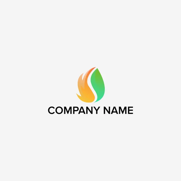 Feuer Und Blatt Logo Design — Stockvektor