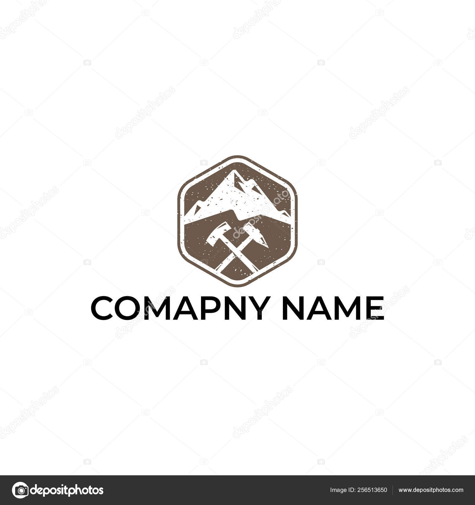 Modern Simple Logo Design Hammer Mountain Stock Vector Image By C Emwaiem 256513650