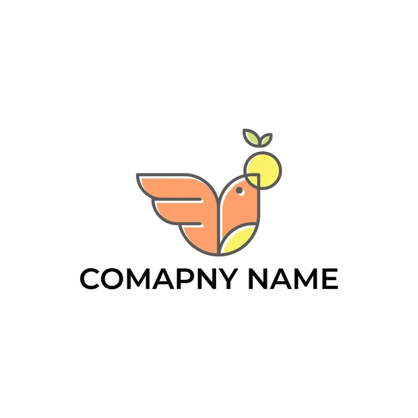 Modern Simple Logo Design Bird Orange — Stock Vector
