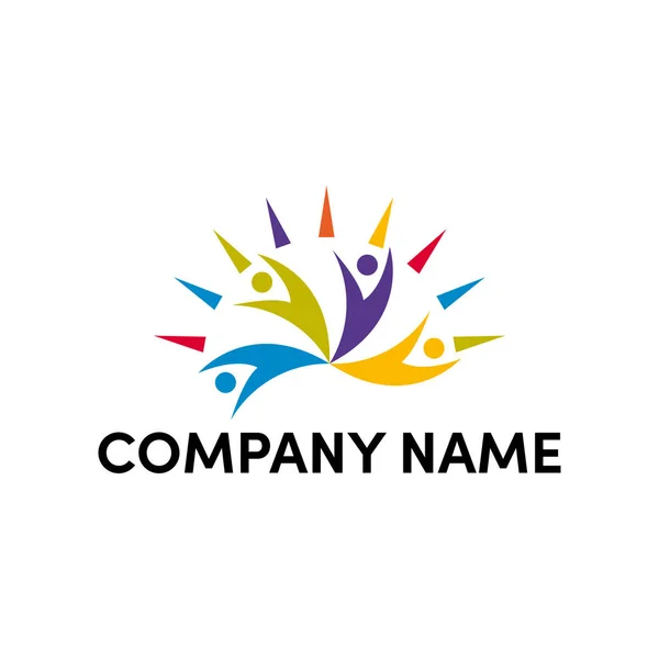 Conception Logo Communautaire Avec Style Coloré — Image vectorielle