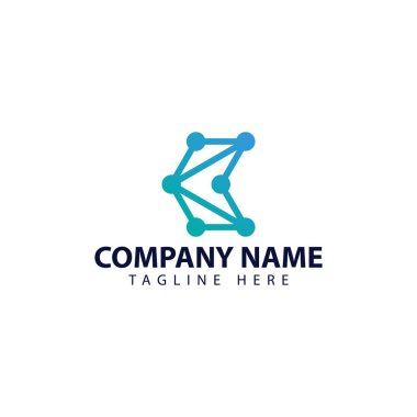 Bağlantı tarzı ile C harfi için modern ve basit logo tasarımı