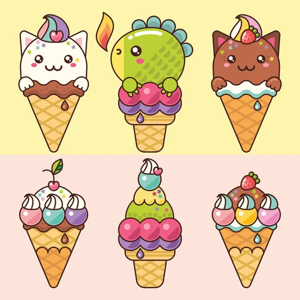 ไอศกรีมน่ารัก — ภาพเวกเตอร์สต็อก