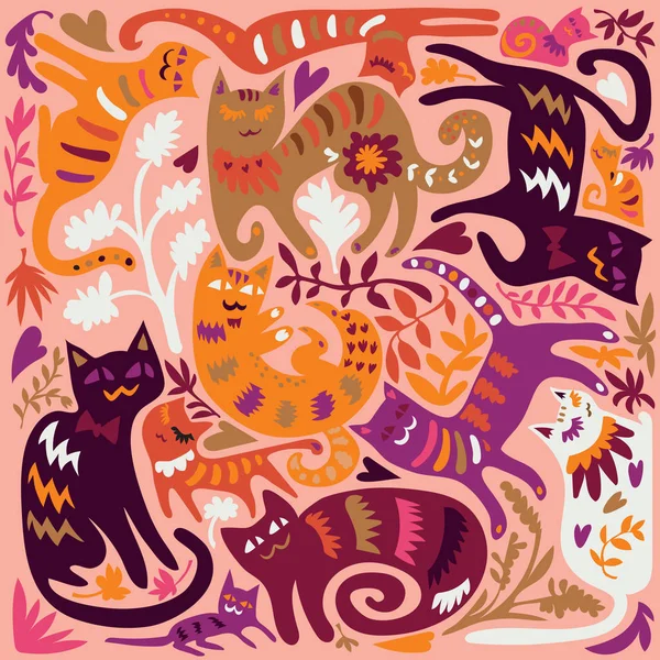 Colorful cats — Stock Vector