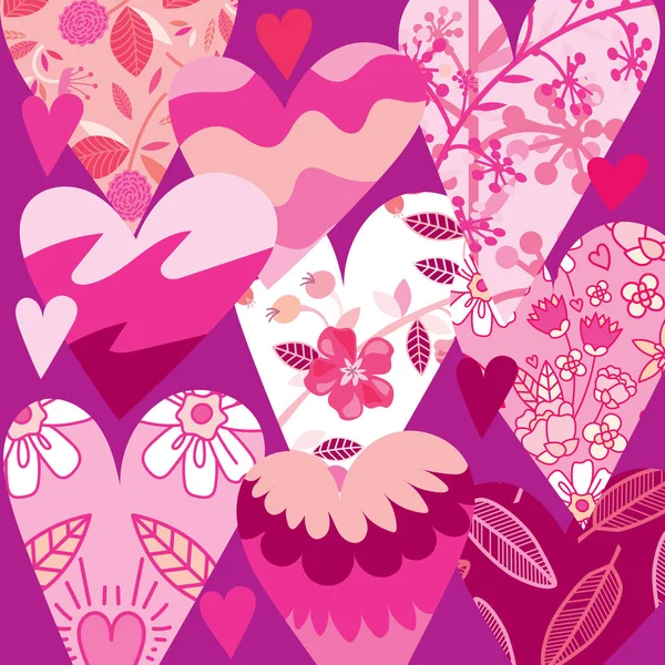 Tarjeta Felicitación Para Día San Valentín Fondo Abstracto Corazones Con — Vector de stock