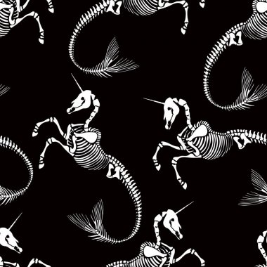 Denizkızı kuyruğu olan tek boynuzlu at iskeleti, 