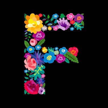 Siyah bir arka plan üzerinde çiçeklerden yapılmış 