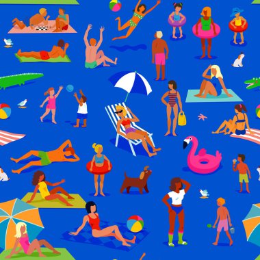 Kusursuz desen. Gece kumsalında bir sürü insan var. İnsanlar rahatlar ve eğlenirler. Deniz kıyısında yaz tatili.