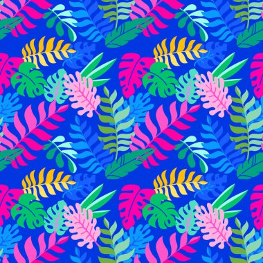 Kusursuz desen. Tropik bir orman. Monstera yaprakları.