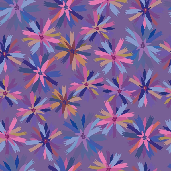 Бесшовный Рисунок Васильковых Цветов Тень Фиолетового — стоковый вектор