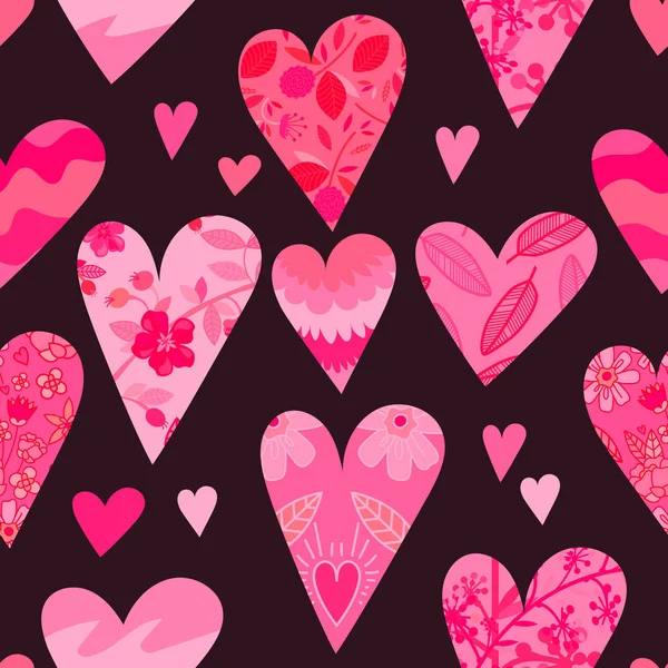 Kalplerin Kusursuz Deseni Sevgililer Günü Için Tebrik Kartları Ambalaj Kağıdı — Stok Vektör