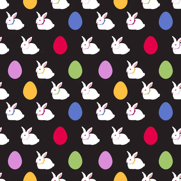 Patrón Sin Costura Pascua Conejos Encantadores Huevos Coloridos Feliz Pascua — Vector de stock