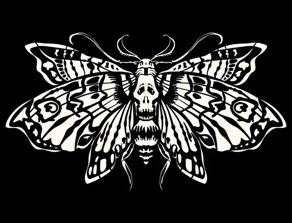 Νεκρή Πεταλούδα Απομονωμένος Μαύρο Φόντο Καλό Για Τατουάζ Εκτύπωση Ένα — Διανυσματικό Αρχείο