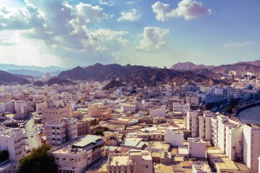 Fort Muttrah'dan Umman'ın başkenti Muscat şehrinin panoramik manzarası