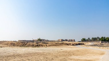 Manama, Bahreyn'deki Bahreyn'in harabesi. Qalat al-Bahreyn Site Müzesi, Unesco mirası, panoramik manzara
