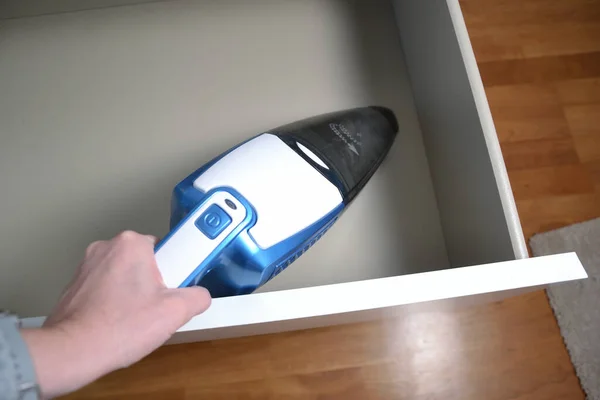 Woman Handheld Vacuum Cleaning — Stock Photo, Image