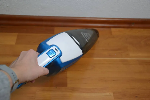 Woman Handheld Vacuum Cleaning — Stock Photo, Image