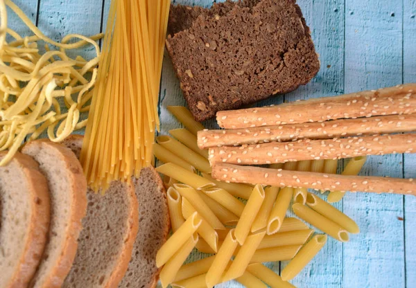 Jedzenie Bezglutenowe Różne Makaron Chleb Przekąski — Zdjęcie stockowe