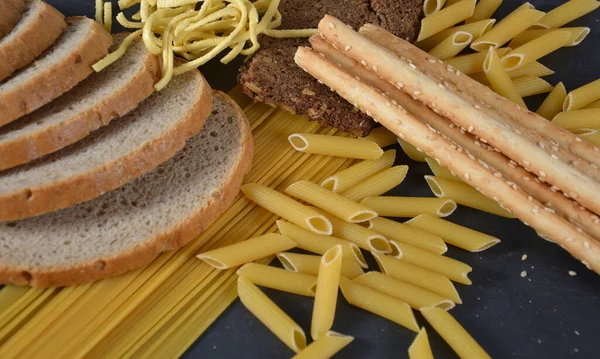 Glutenvrij Voedsel Diverse Pasta Brood Snacks — Stockfoto