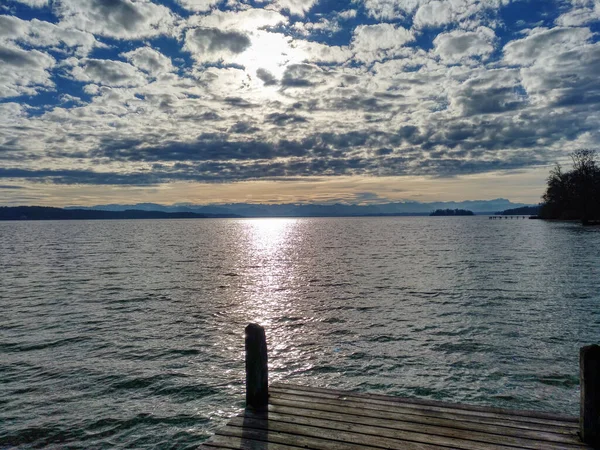 Hari Yang Cerah Danau Starnberger Bavaria — Stok Foto