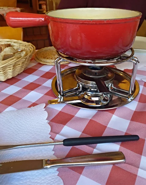 Una Cena Suiza Fondue — Foto de Stock