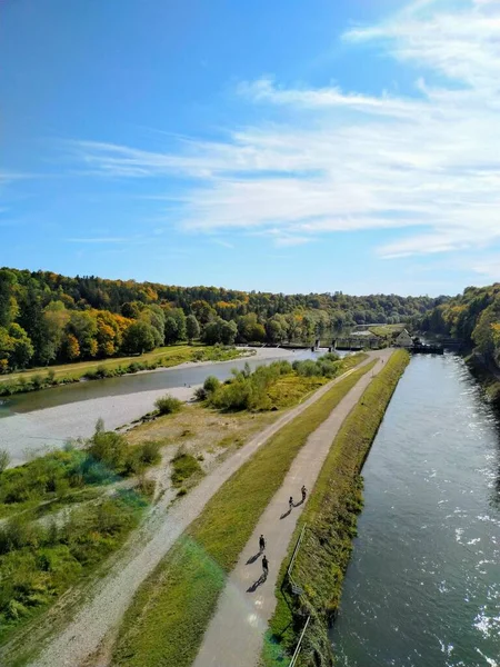 Día Soleado Otoño Isar Munich — Foto de Stock