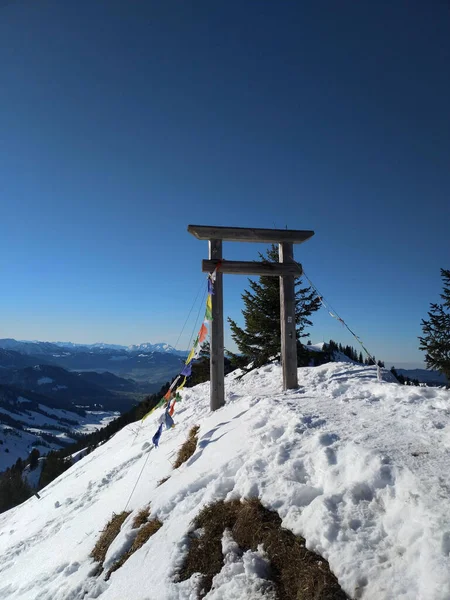 Зимова Панорама Горі Гохґрат Баварії — стокове фото
