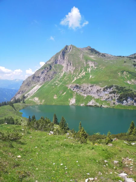 Seealpsee Alto Lago Montanha Nos Alpes Baviera — Fotografia de Stock