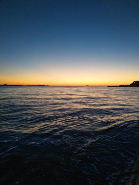 Hırvatistan 'ın Zadar kentinde güzel bir gün batımı