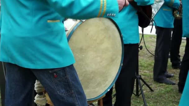 Man Beats Drum Square — Stock Video