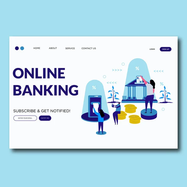 Онлайн-банкинг - Посадка на интернет-страницу банковских векторов . — стоковый вектор