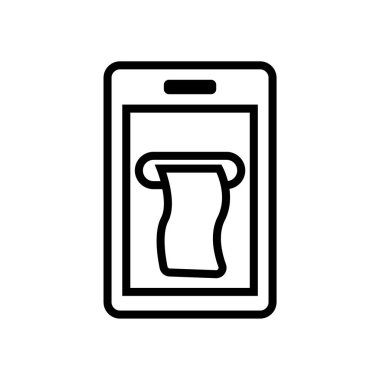 Mobil Ödeme- siyah doğrusal Mobil Ödeme vektör illüstrasyon sembolü simgesi