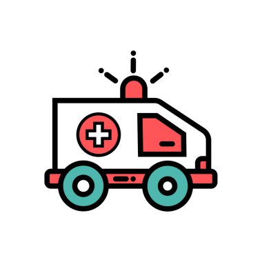 Tıbbi sağlık hizmetleri veya klinik hizmeti için ambulans vektör editable simgesi.