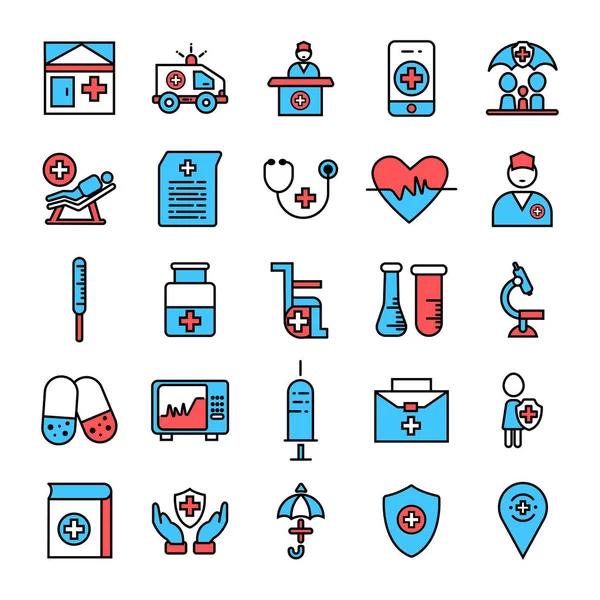 Здоровье и медицинская иконка - иконки векторного медицинского обслуживания . — стоковый вектор