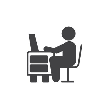 Office çalışma- Office dizüstü vektör simgesi ile çalışma