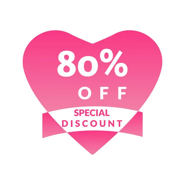 80% Oferta de desconto promoção venda de desconto cartaz brilhante, banner, anúncios. Valentine Day Sale, etiqueta de desconto de férias, oferta especial . —  Vetores de Stock