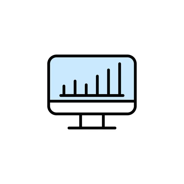 Signo gráfico de negocio en estilo de contorno lleno con icono de vector editable en el monitor — Vector de stock