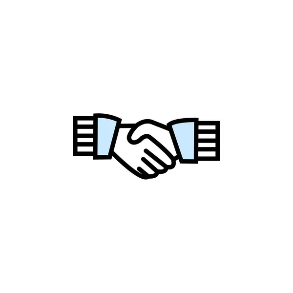 Угода ділового рукостискання заповнила символ контуру вектор значок для ваших додатків або веб-сайтів — стоковий вектор