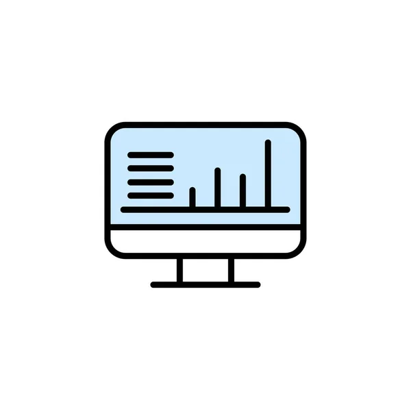 Vector de negocio Analytics rellenó iconos de símbolo de esquema en el monitor — Vector de stock