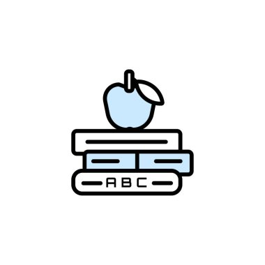 Eğitim simgesi- Elma üzerinde üç kitap