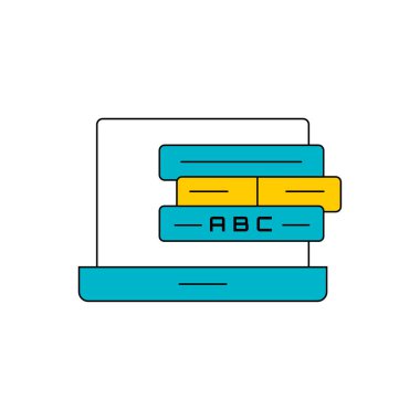 Anahat eğitim simgesi- kitap ve dizüstü vektör basit ve temiz illüstrasyon