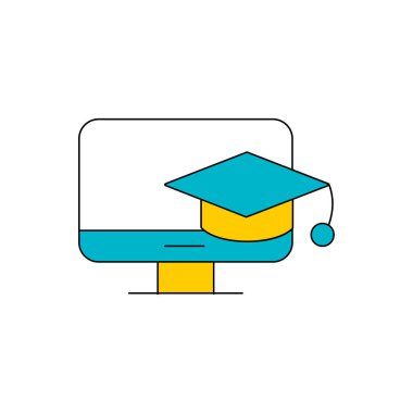 Monitörde asılı eğitim vektör simgesi- eğitim kapağı